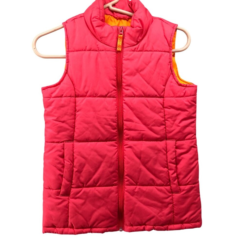 Lands' End Girls Size 7-8 Pink Puffer Vest‎ Jacket Quilted Insulated Zip